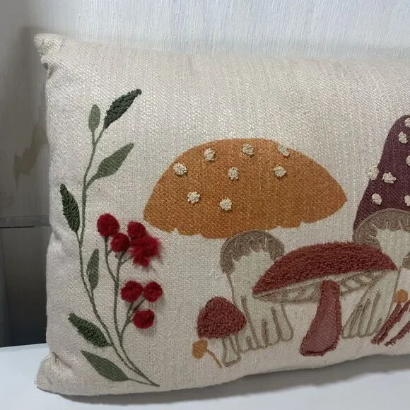 Lux Loom Mushroom Pillow Hand Woven Cotton Shroom Serenity Neutrals 14"x 20" - Picture 3 of 16